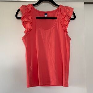 Old Navy size large Coral Ruffle Sleeve Top EUC